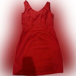 Giorgio Fiorlini Collection, A line red dress with rose design embroidered